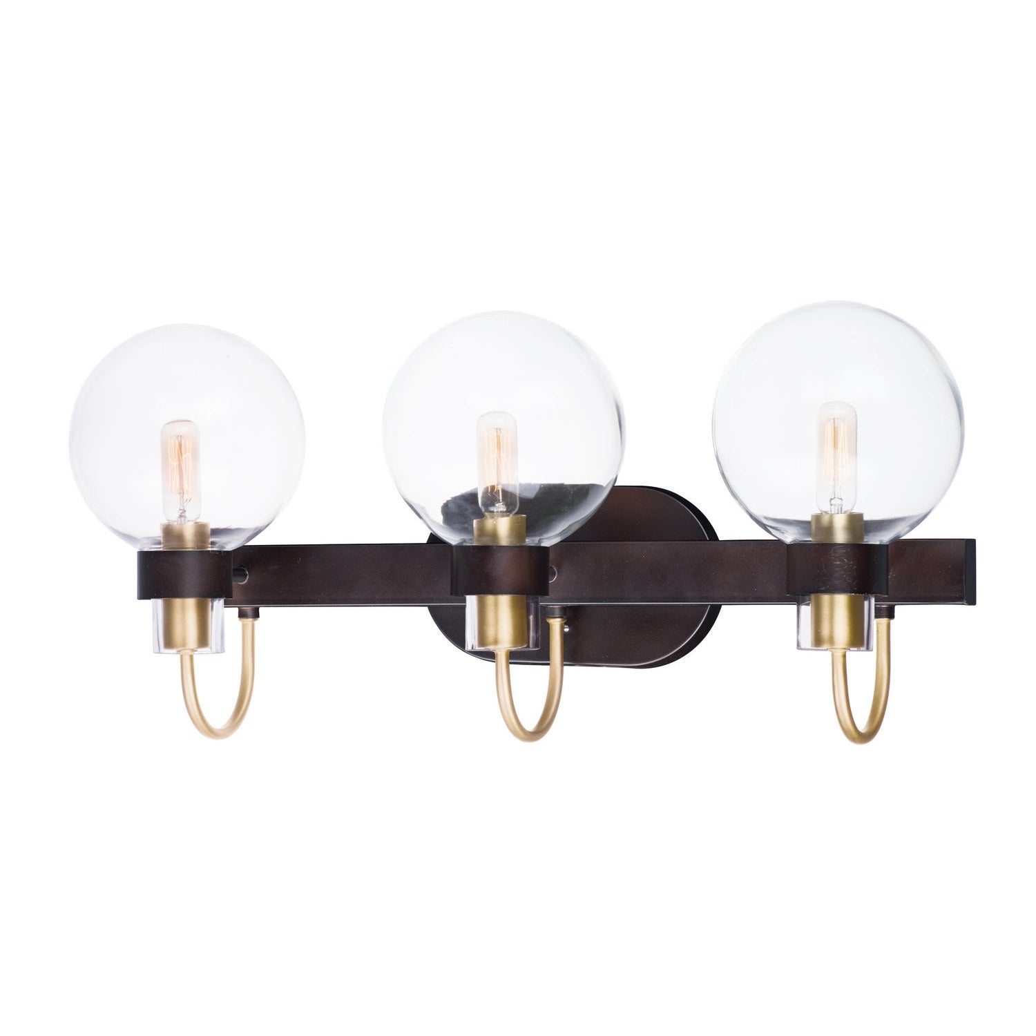Maxim - 30513CLBZSBR - Three Light Bath Vanity - Bauhaus - Bronze / Satin Brass