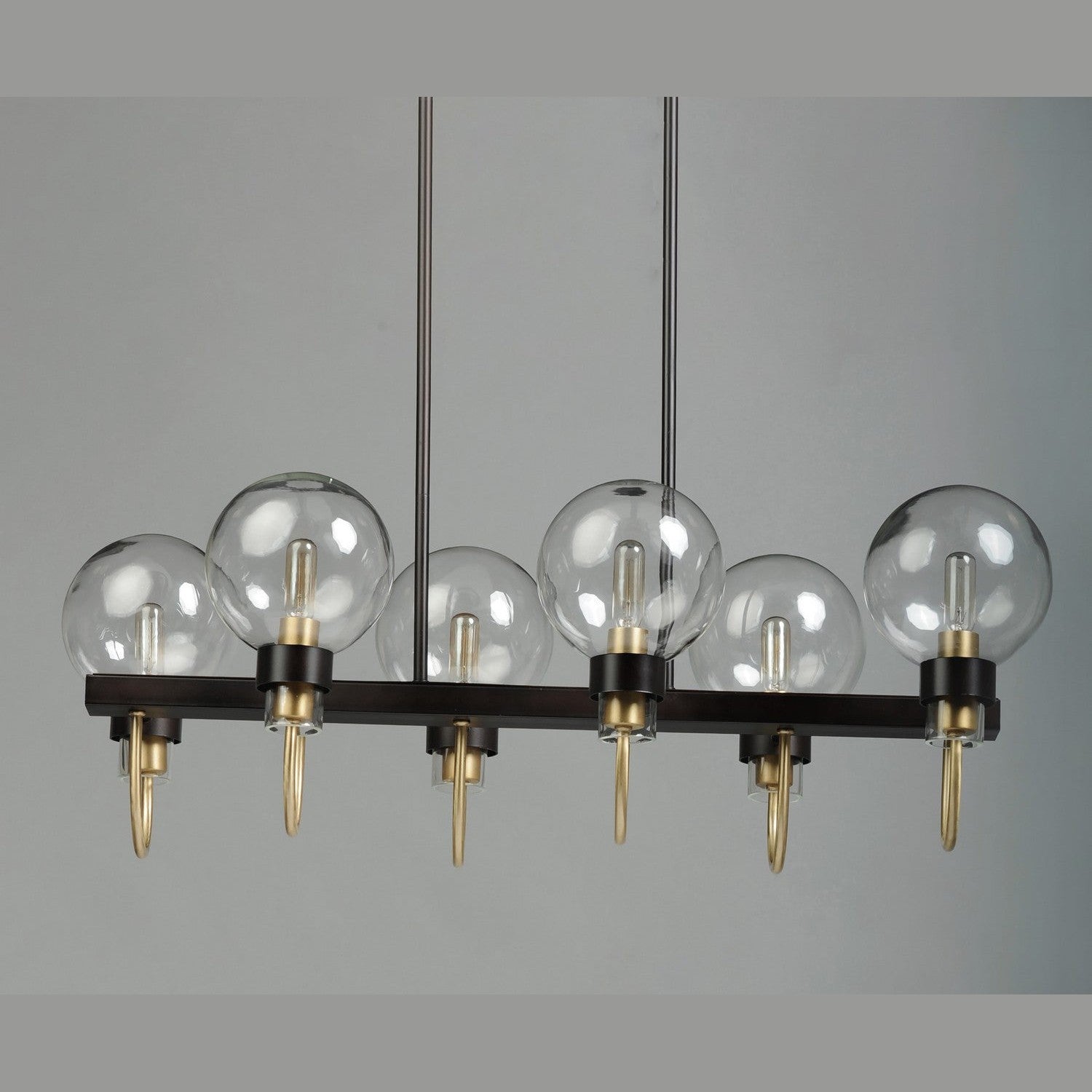 Maxim - 30519CLBZSBR - Six Light Linear Chandelier - Bauhaus - Bronze / Satin Brass