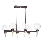 Maxim - 30519CLBZSBR - Six Light Linear Chandelier - Bauhaus - Bronze / Satin Brass