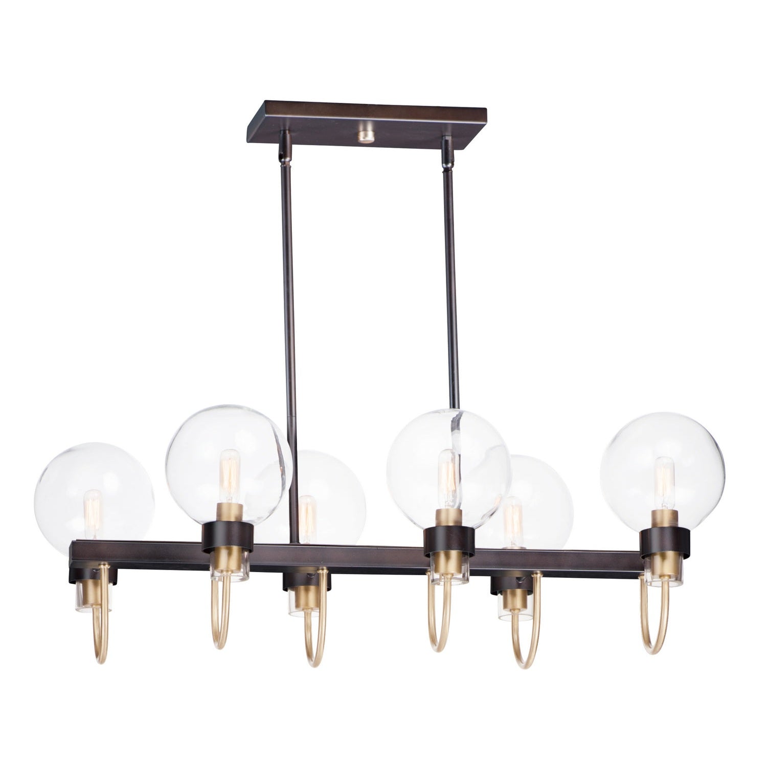 Maxim - 30519CLBZSBR - Six Light Linear Chandelier - Bauhaus - Bronze / Satin Brass