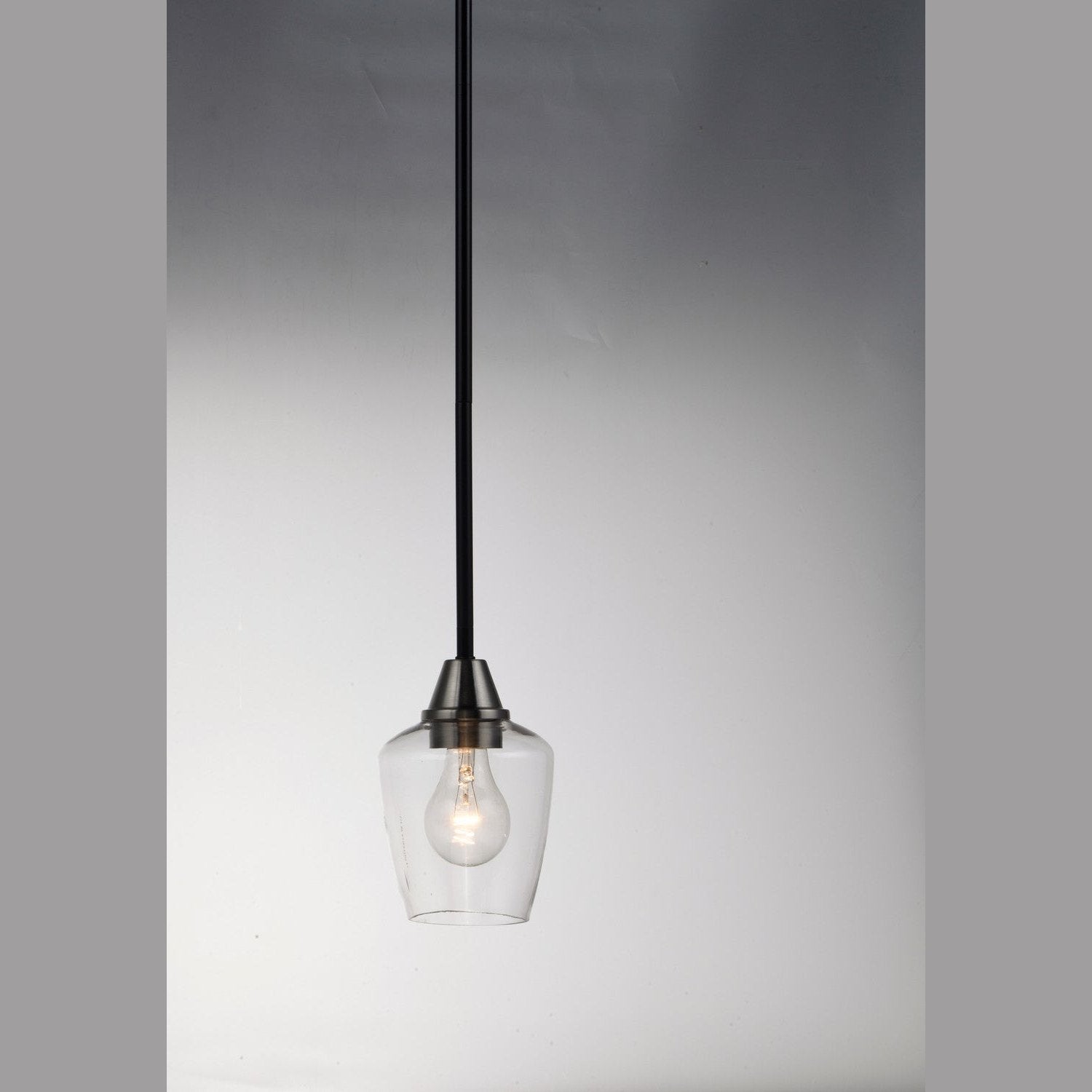 Maxim - 96120CLBKSN - One Light Mini Pendant - Goblet - Black / Satin Nickel
