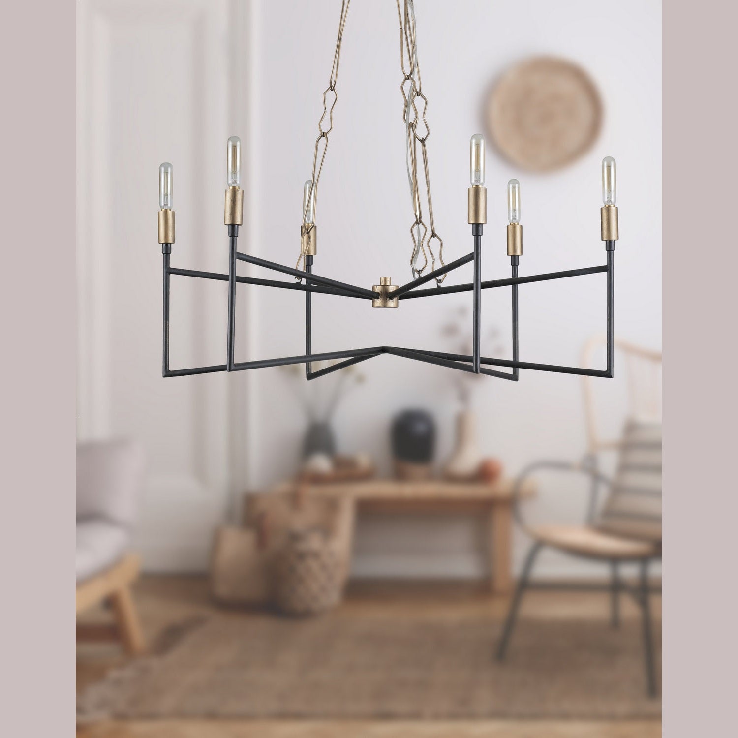 Varaluz - 314C06HGCB - Six Light Chandelier - Bodie - Havana Gold/Carbon