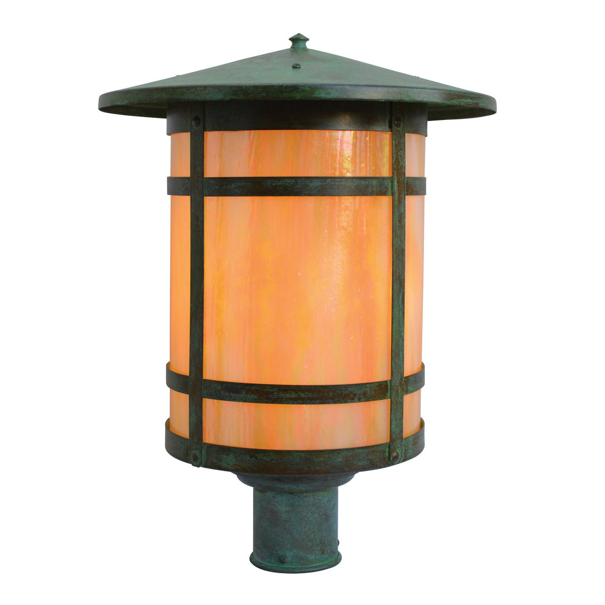 Arroyo - BP-14LGW-VP - One Light Post Mount - Berkeley - Verdigris Patina