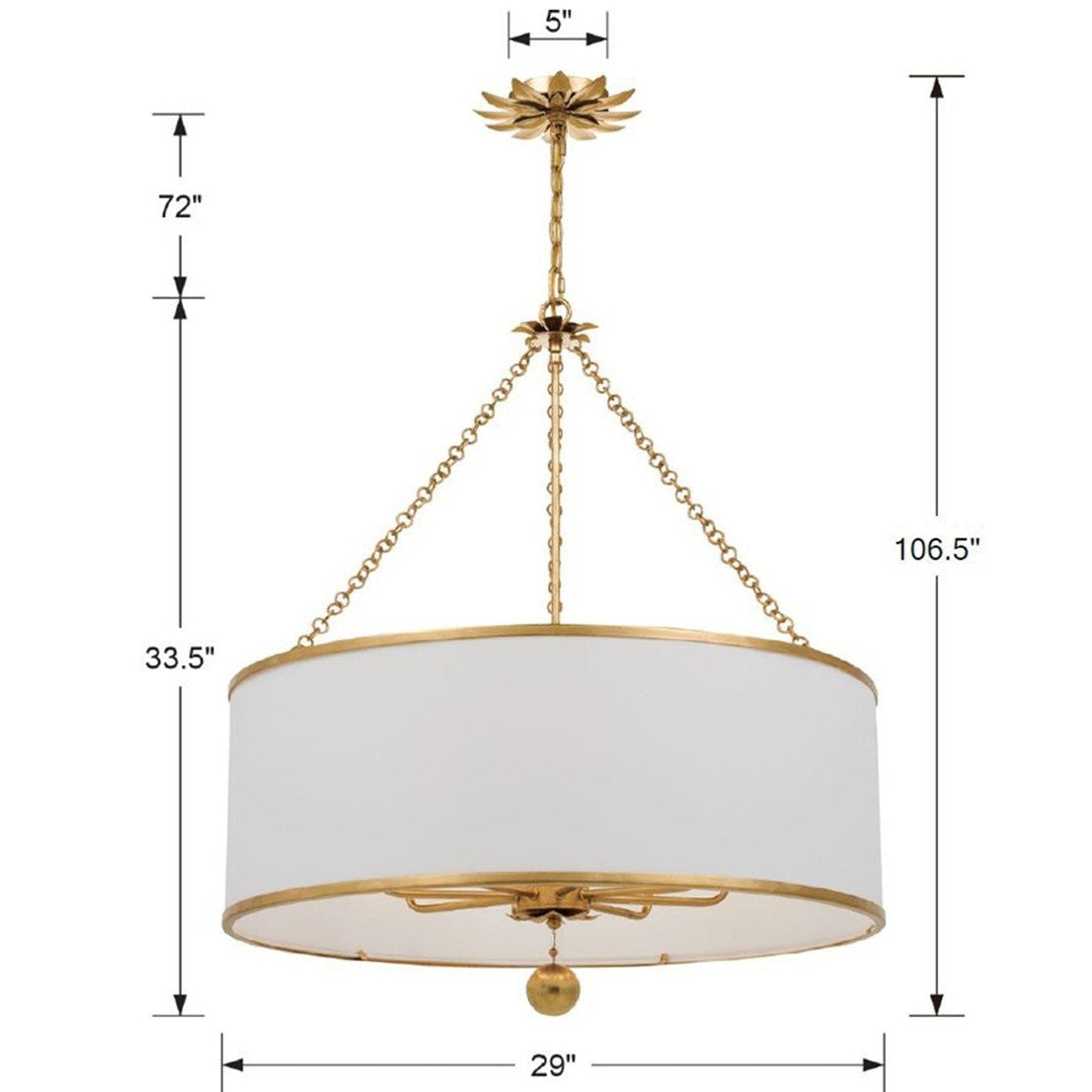 Crystorama - 515-GA - Eight Light Chandelier - Broche - Antique Gold
