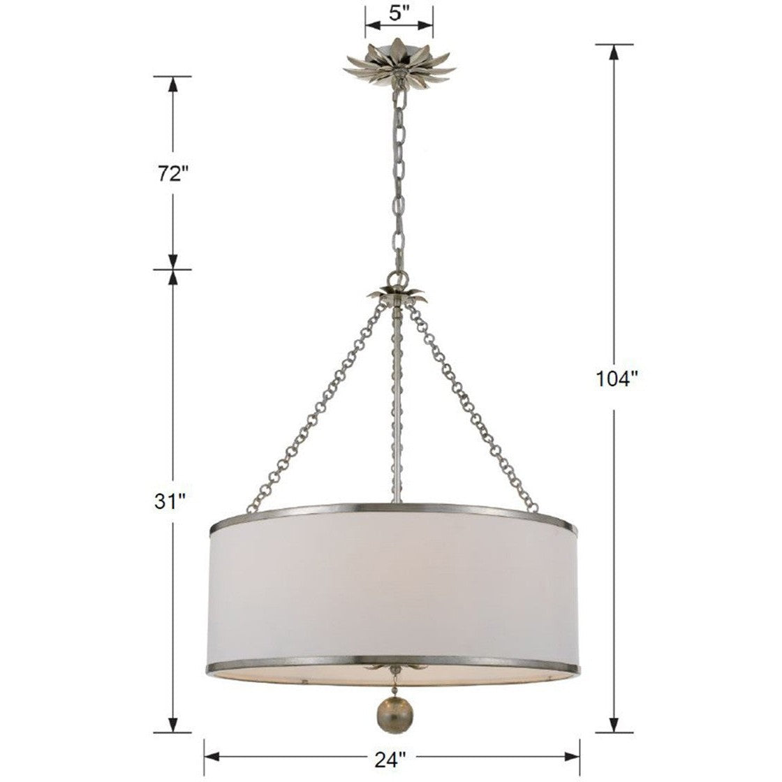 Crystorama - 518-SA - Six Light Chandelier - Broche - Antique Silver