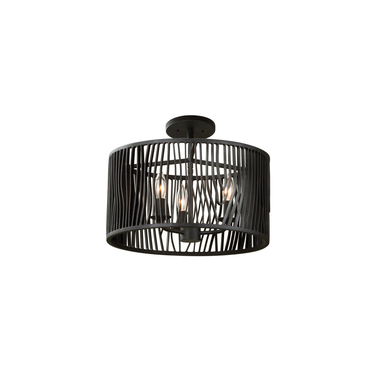 Kalco - 507540BI - Three Light Convertible Pendant - Semi Flush Mount - Morre - Black Iron