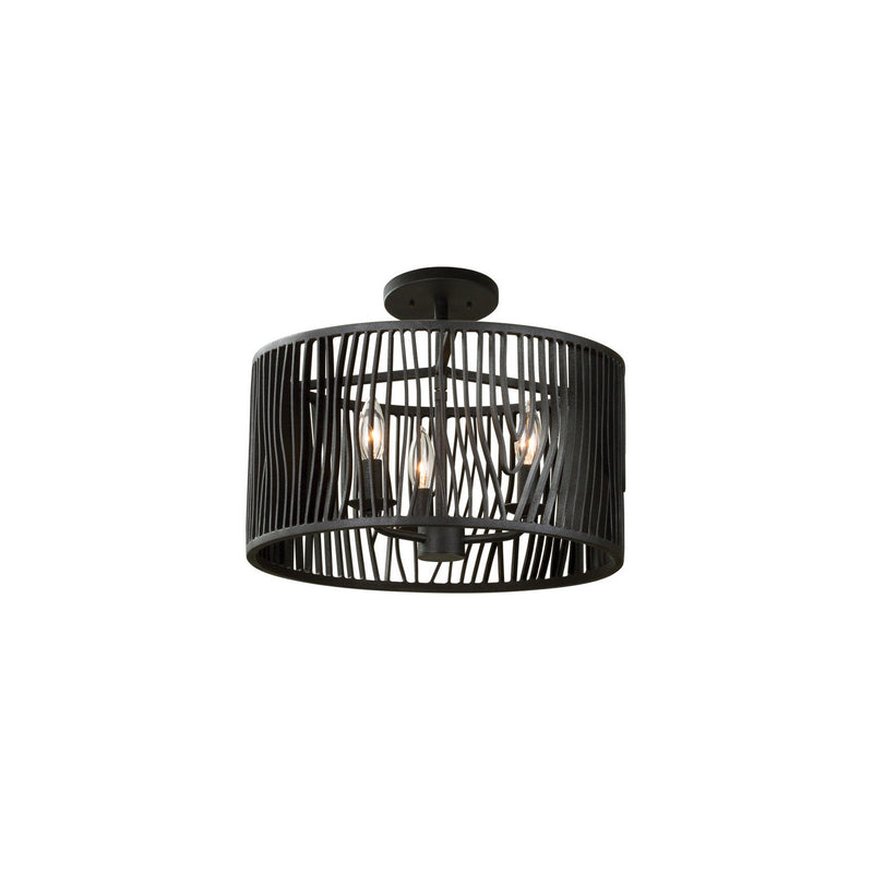 Kalco - 507540BI - Three Light Convertible Pendant - Semi Flush Mount - Morre - Black Iron