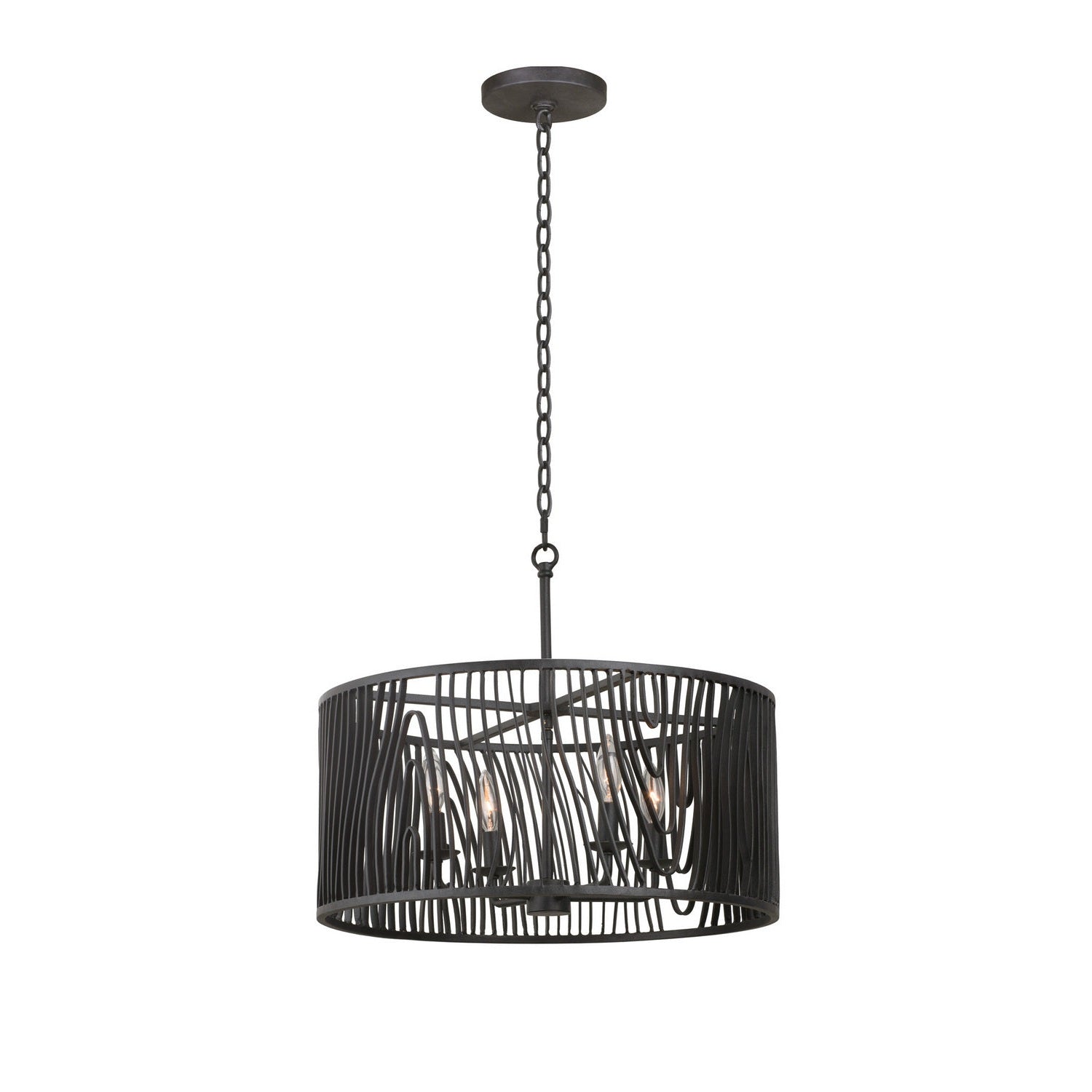 Kalco - 507541BI - Four Light Convertible Pendant / Semi Flush - Morre - Black Iron