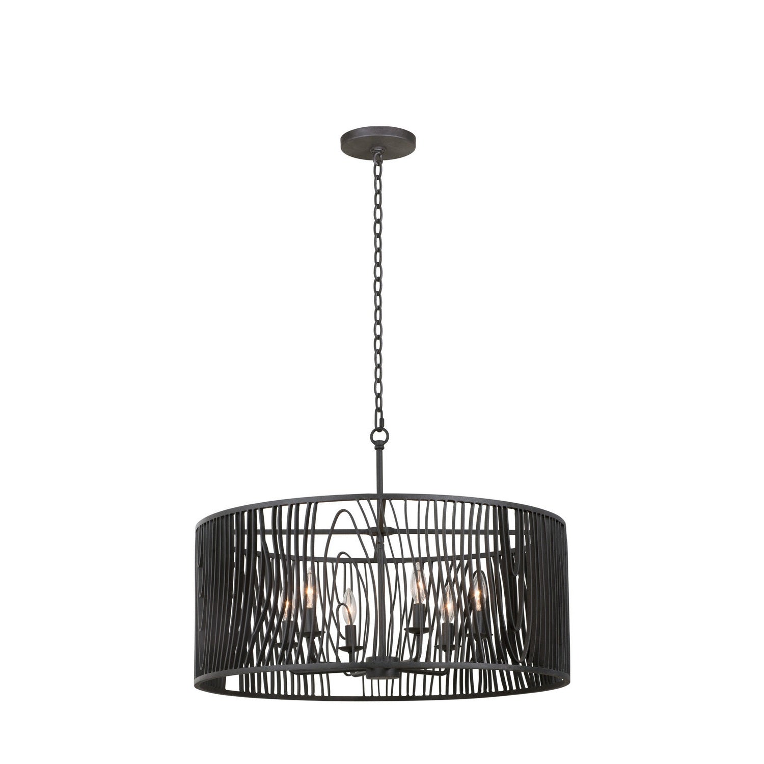Kalco - 507551BI - Six Light Pendant - Morre - Black Iron