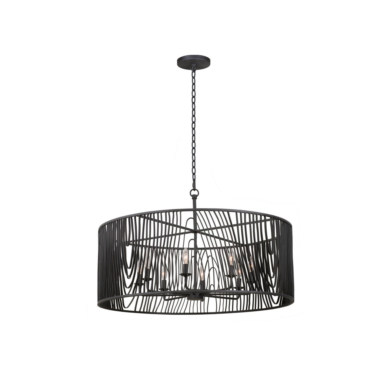 Kalco - 507552BI - Eight Light Pendant - Morre - Black Iron