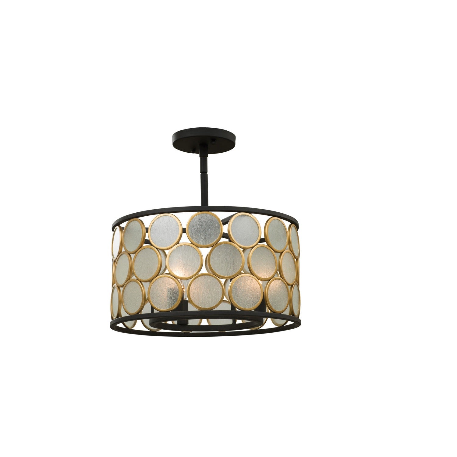 Kalco - 507940BMG - Three Light Semi Flush Mount - Corsa - Matte Black w Gold