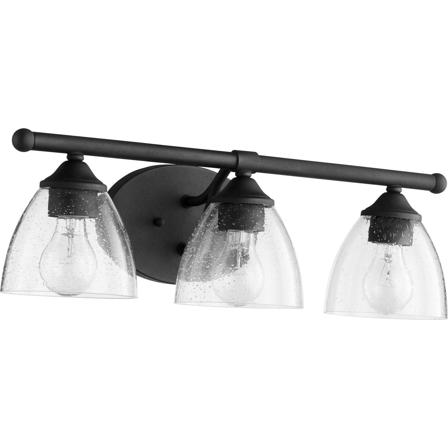 Quorum - 5150-3-69 - Three Light Vanity - Brooks - Textured Black w/ Clear/Seeded