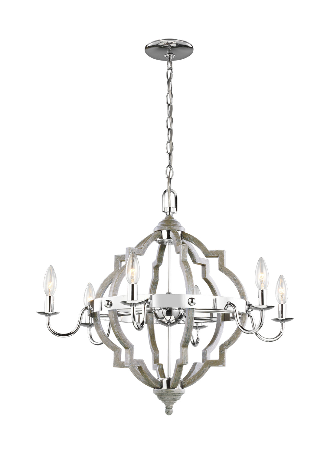 Generation Lighting - 3124906-872 - Six Light Chandelier - Socorro - Washed Pine