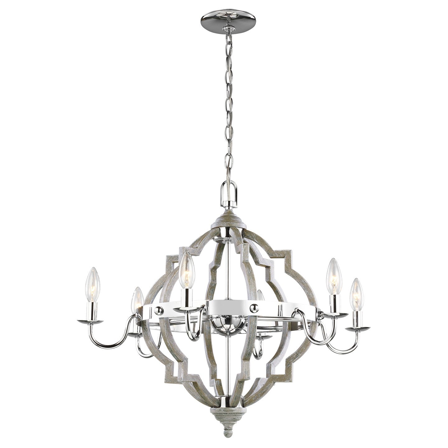 Generation Lighting - 3124906EN-872 - Six Light Chandelier - Socorro - Washed Pine