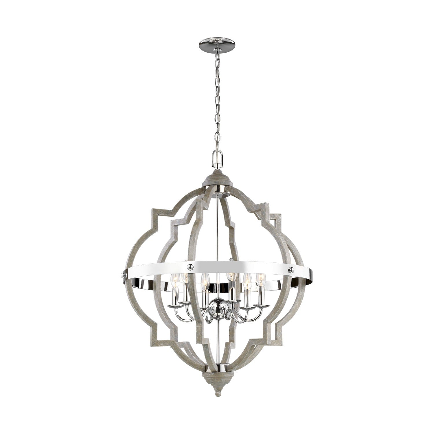 Generation Lighting - 5124906-872 - Six Light Hall / Foyer Pendant - Socorro - Washed Pine