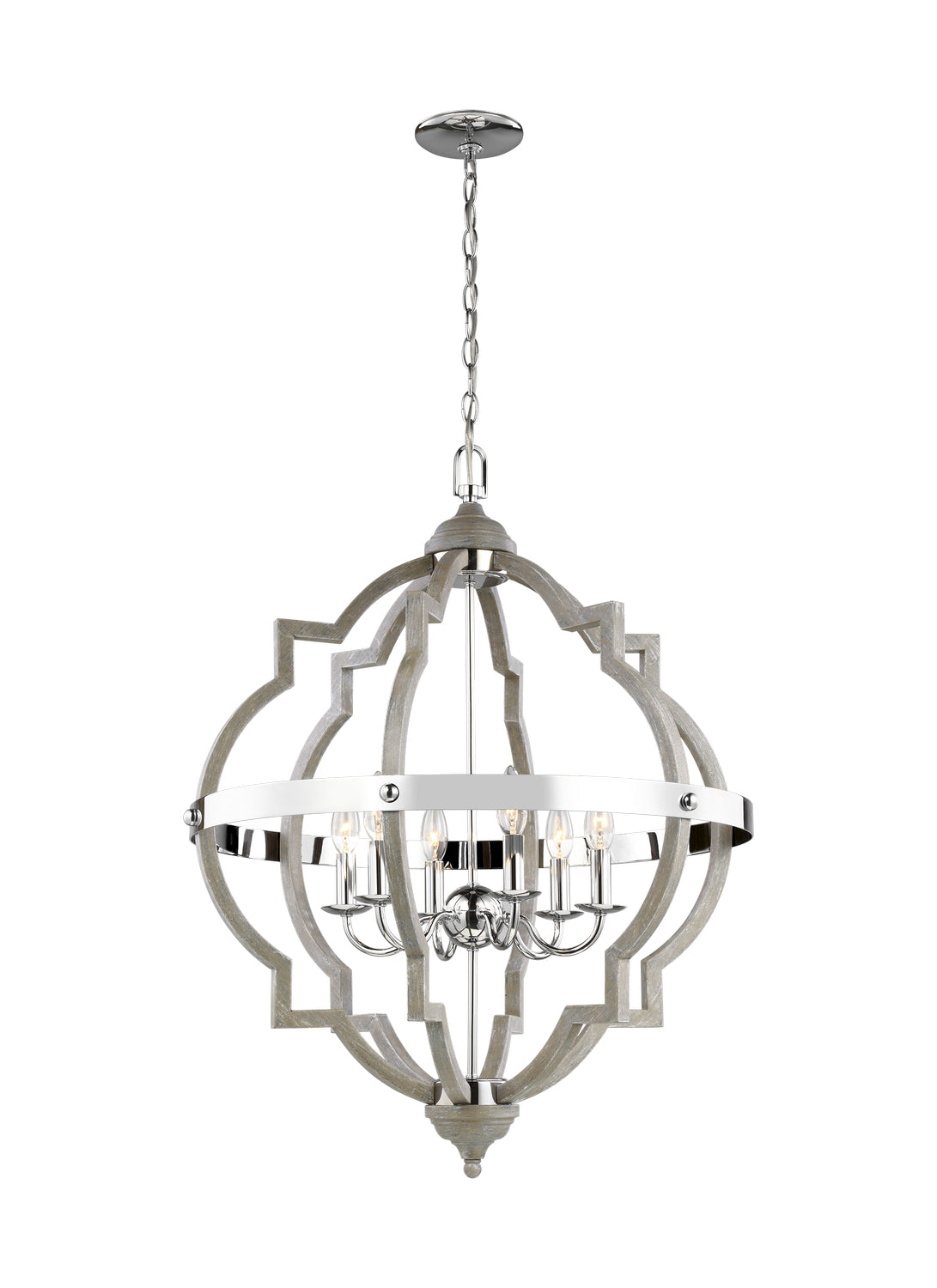 Generation Lighting - 5124906-872 - Six Light Hall / Foyer Pendant - Socorro - Washed Pine