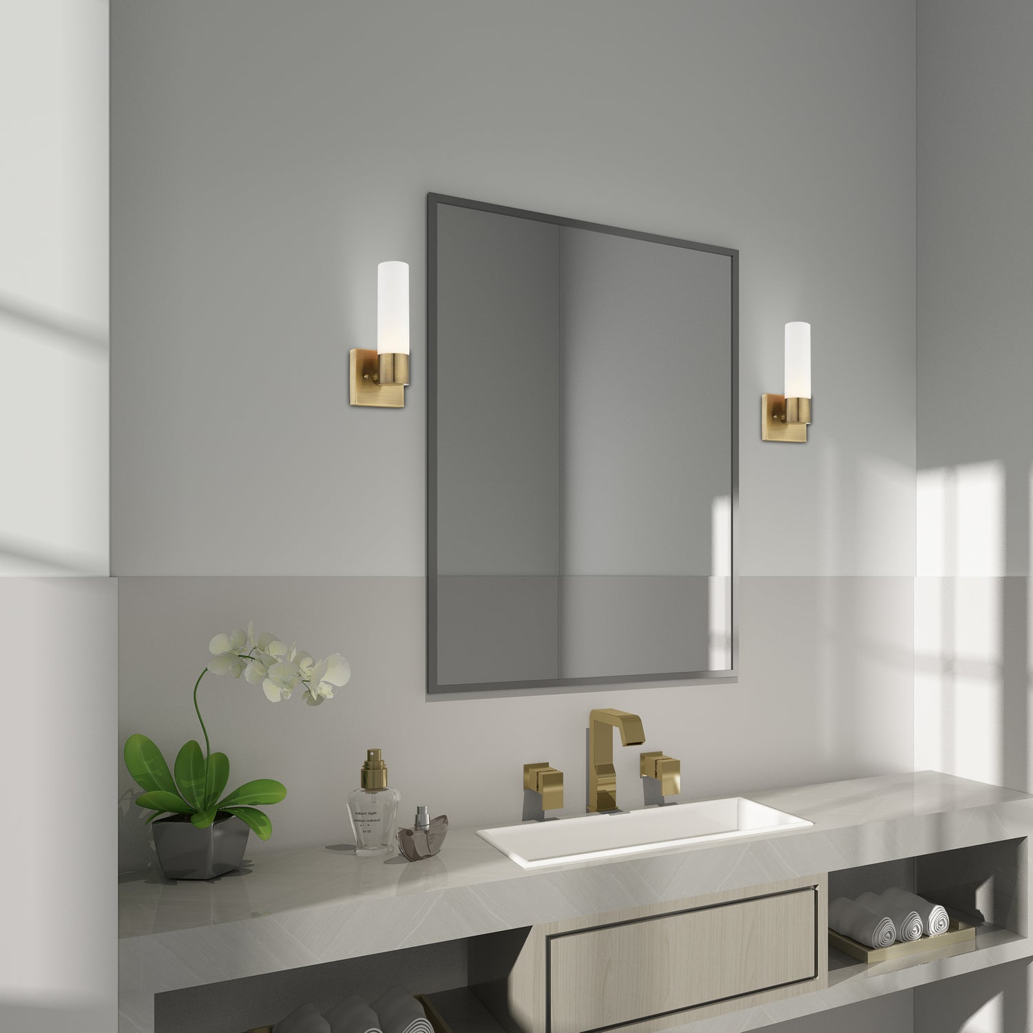 Livex Lighting - 10101-01 - One Light Wall Sconce - Aero - Antique Brass
