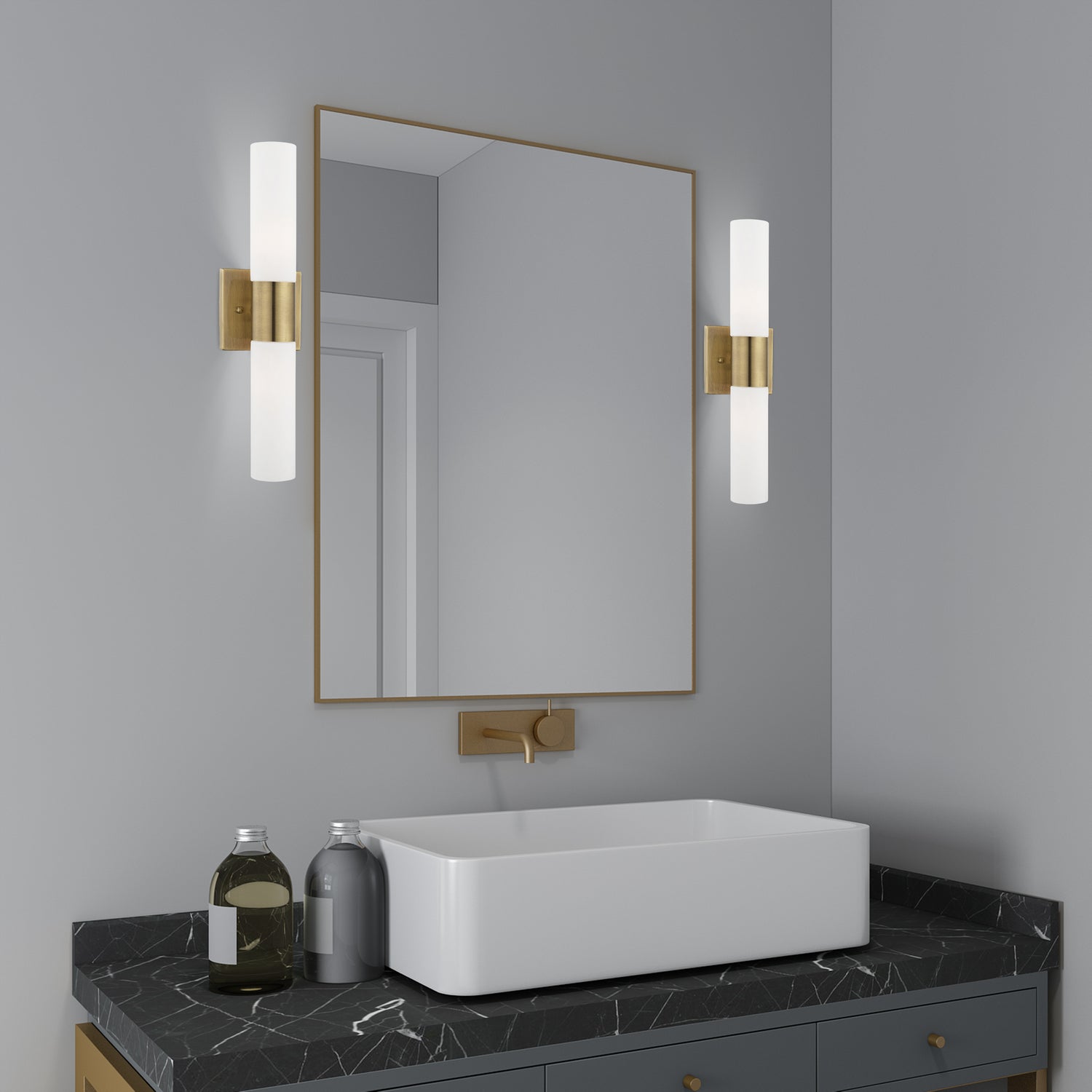 Livex Lighting - 10102-01 - Two Light Bath Vanity - Aero - Antique Brass