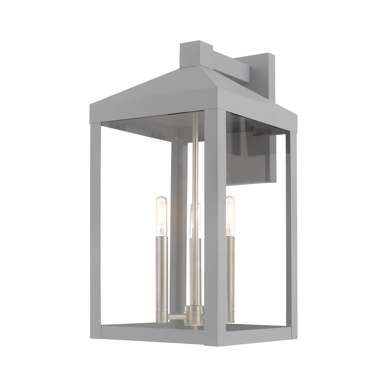 Livex Lighting - 20585-80 - Three Light Outdoor Wall Lantern - Nyack - Nordic Gray w/ Brushed Nickels