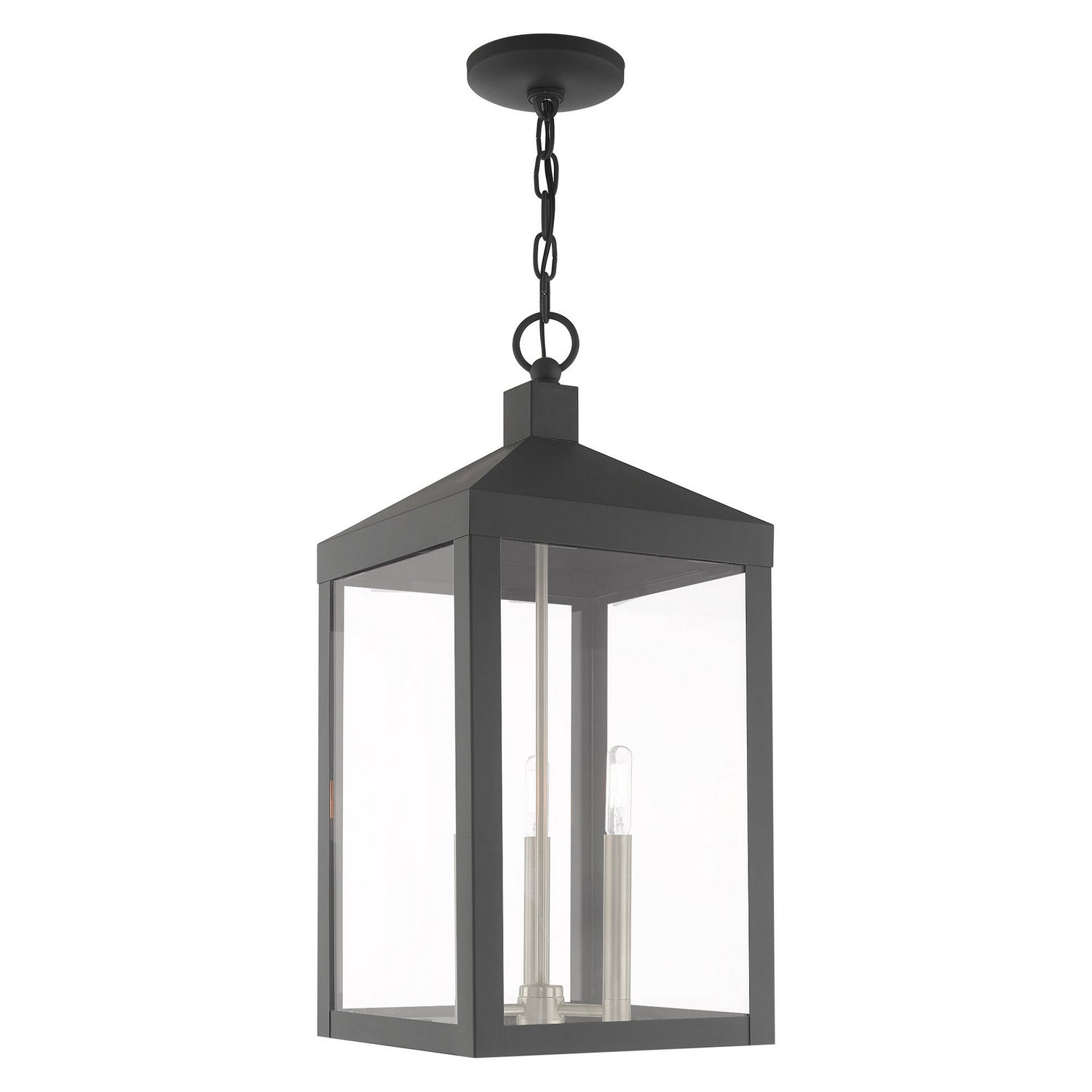 Livex Lighting - 20587-76 - Three Light Outdoor Pendant - Nyack - Scandinavian Gray w/ Brushed Nickels
