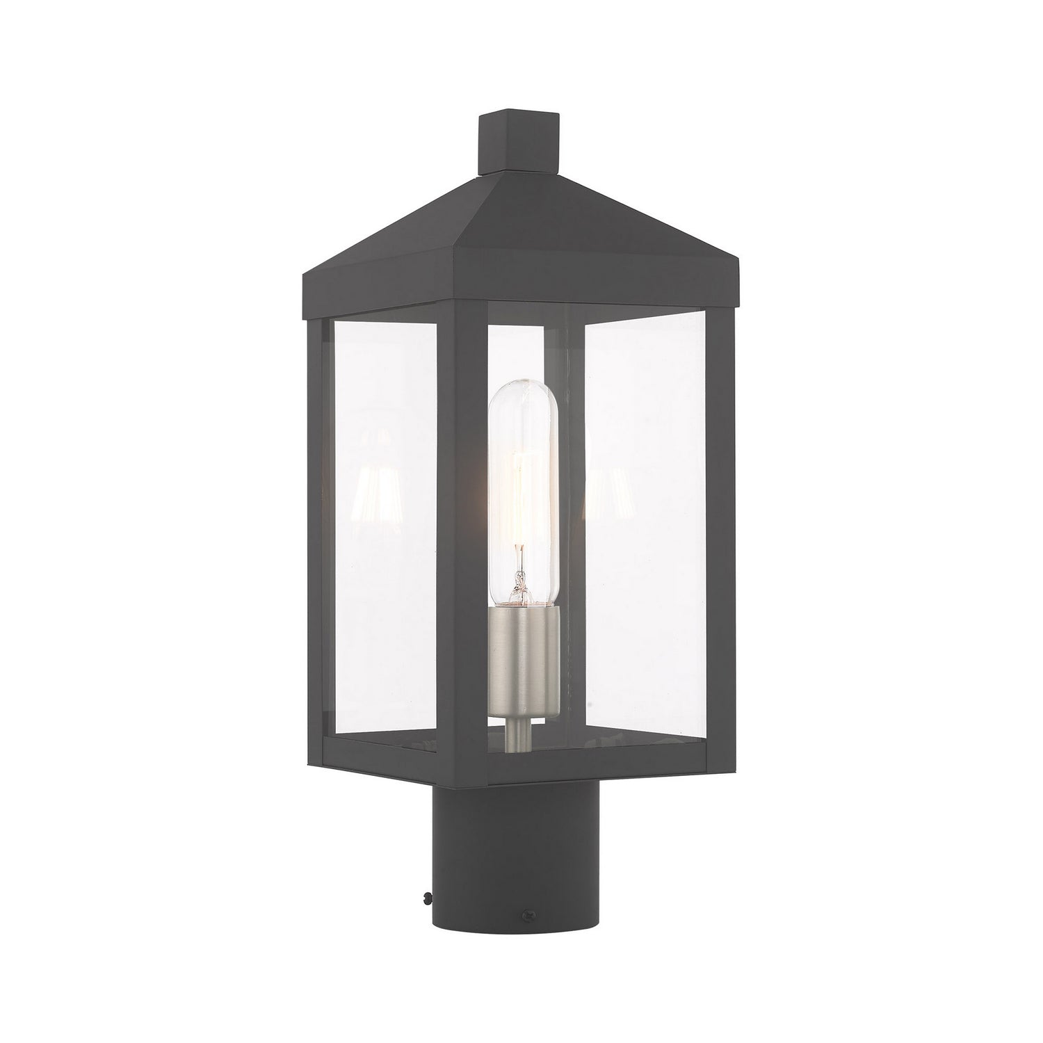 Livex Lighting - 20590-76 - One Light Outdoor Post-Top Lanterm - Nyack - Scandinavian Gray w/ Brushed Nickels