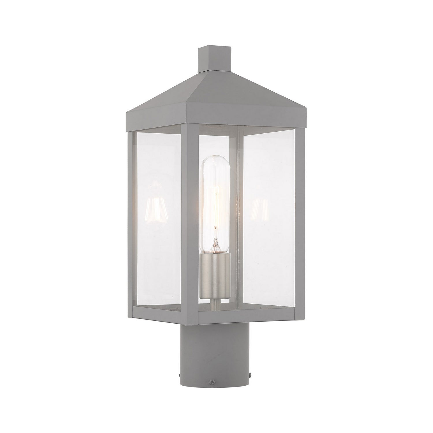 Livex Lighting - 20590-80 - One Light Outdoor Post-Top Lanterm - Nyack - Nordic Gray w/ Brushed Nickels