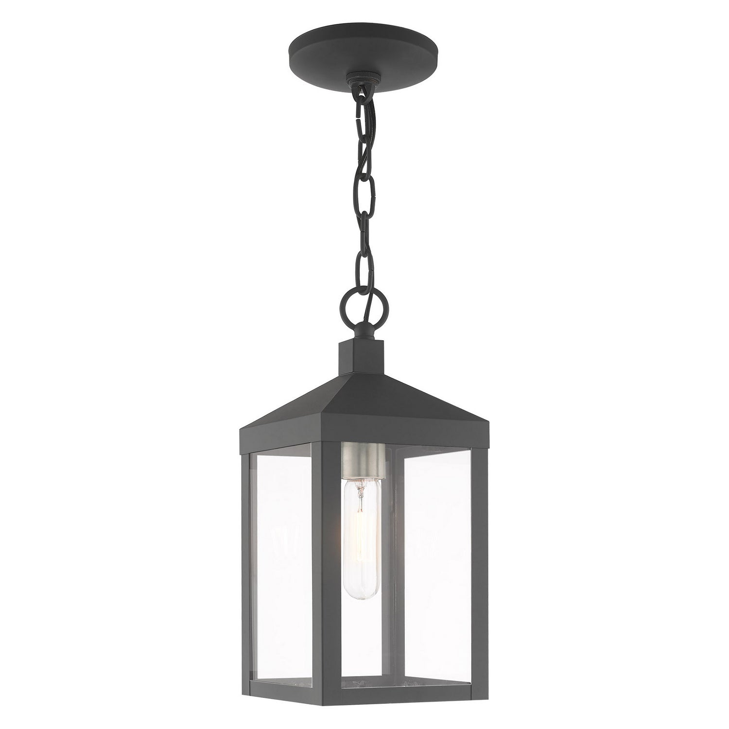 Livex Lighting - 20591-76 - One Light Outdoor Pendant - Nyack - Scandinavian Gray w/ Brushed Nickels