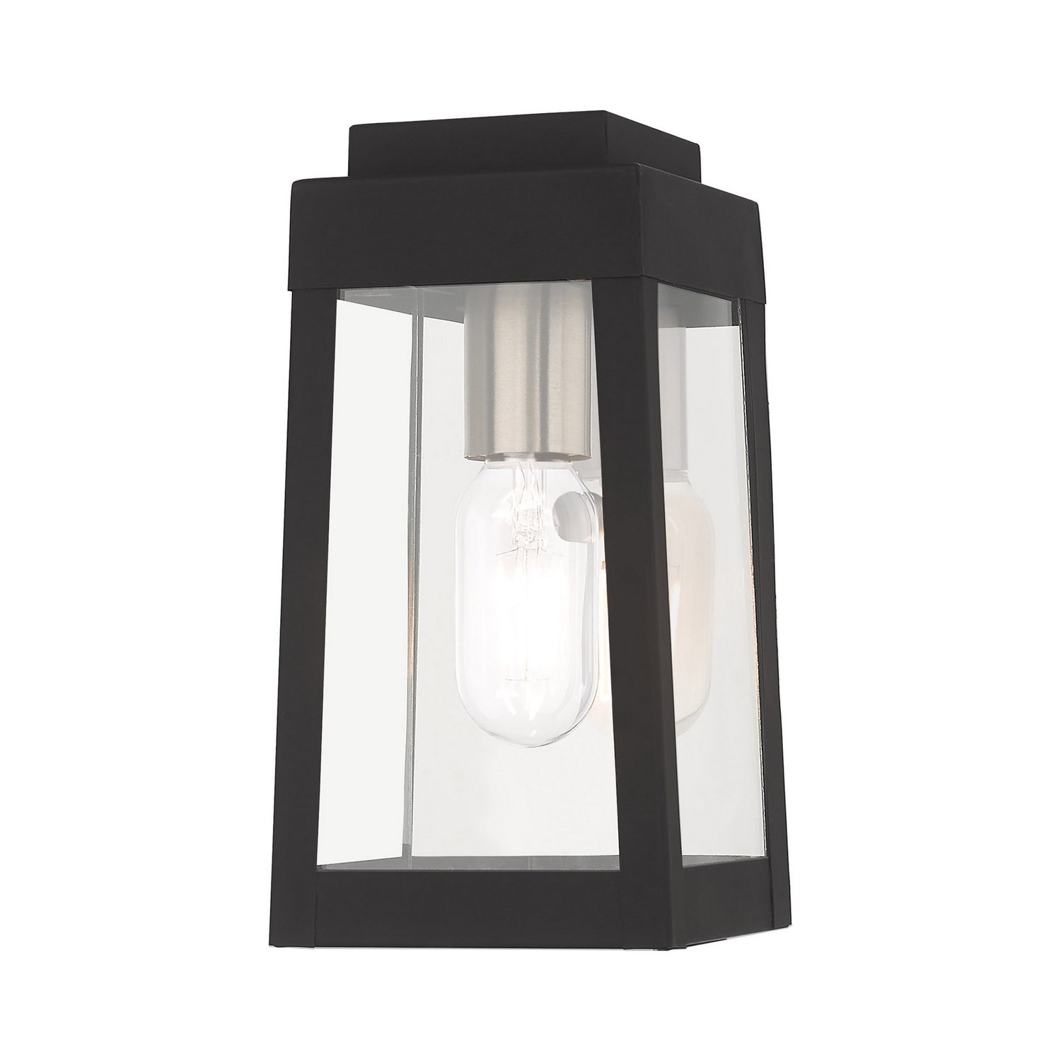 Livex Lighting - 20851-04 - One Light Outdoor Wall Lantern - Oslo - Black w/ Brushed Nickels and Polished Chrome Stainless Steel