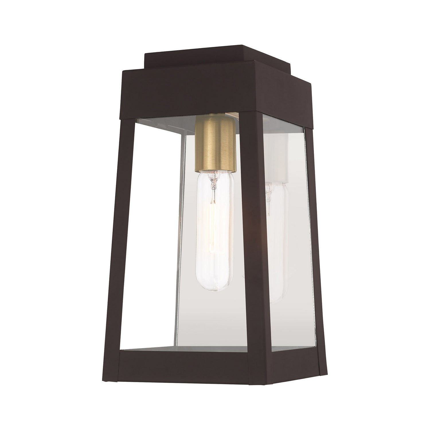 Livex Lighting - 20852-07 - One Light Outdoor Wall Lantern - Oslo - Bronze w/ Antique Brass and Polished Chrome Stainless Steel