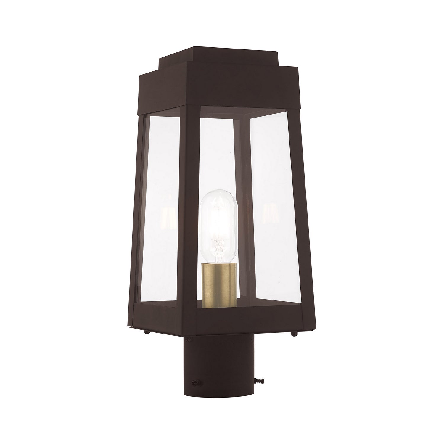 Livex Lighting - 20853-07 - One Light Outdoor Post-Top Lanterm - Oslo - Bronze w/ Antique Brasss