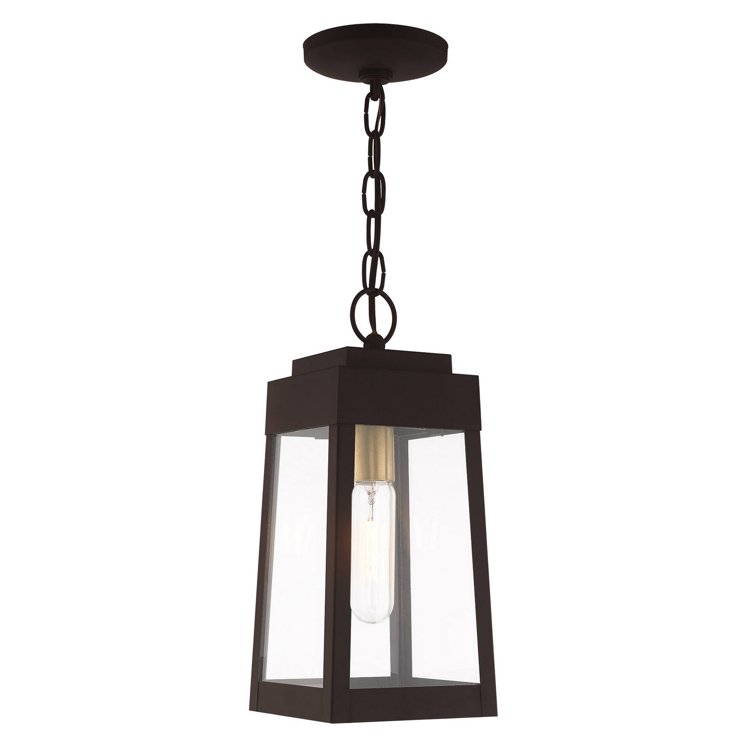Livex Lighting - 20854-07 - One Light Outdoor Pendant - Oslo - Bronze w/ Antique Brass