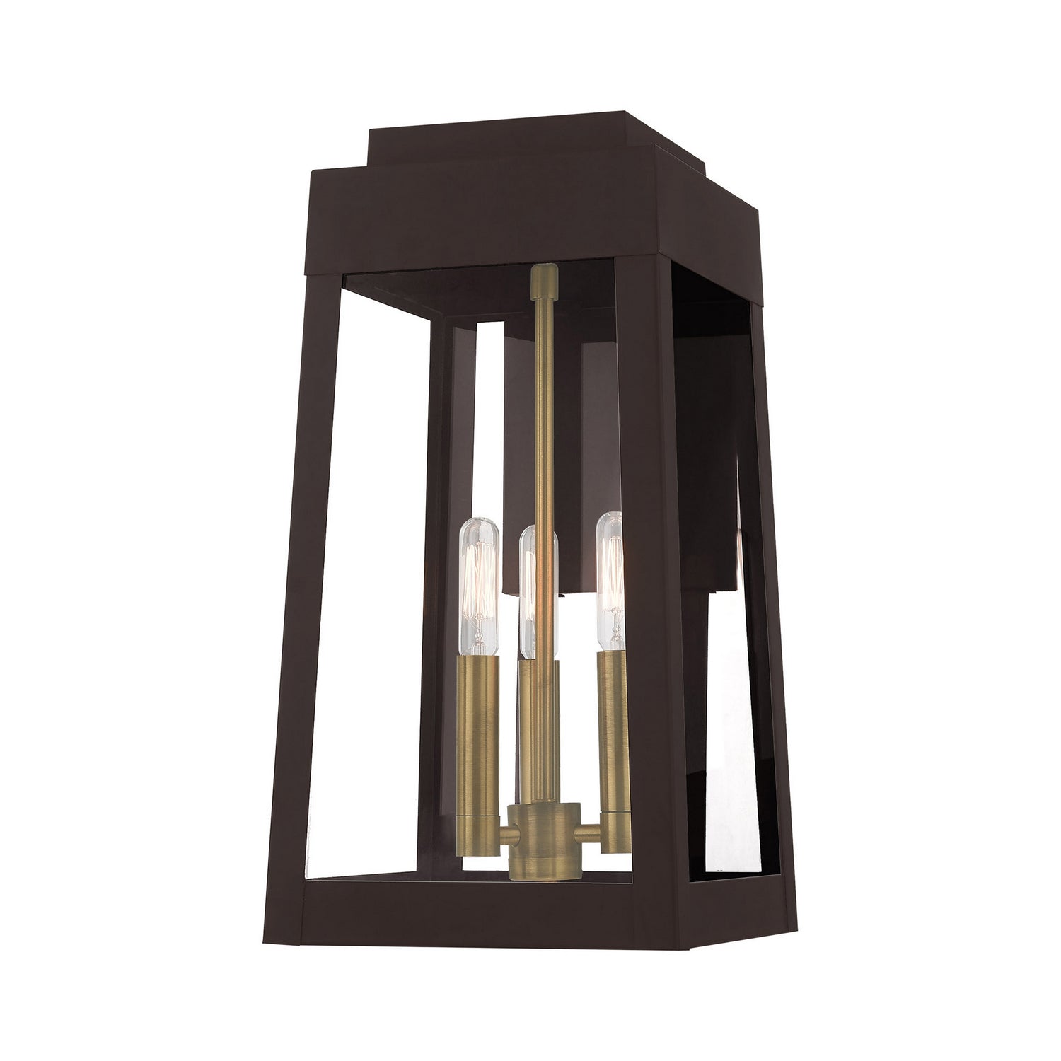Livex Lighting - 20855-07 - Three Light Outdoor Wall Lantern - Oslo - Bronze w/ Antique Brasss
