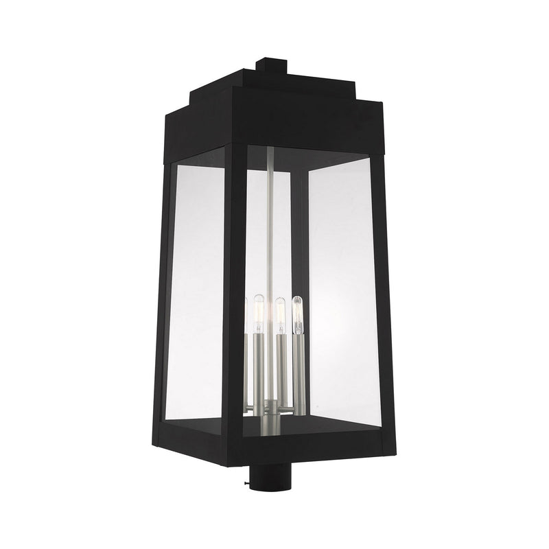 Livex Lighting - 20862-04 - Four Light Outdoor Post Lantern - Oslo - Black w/ Brushed Nickels