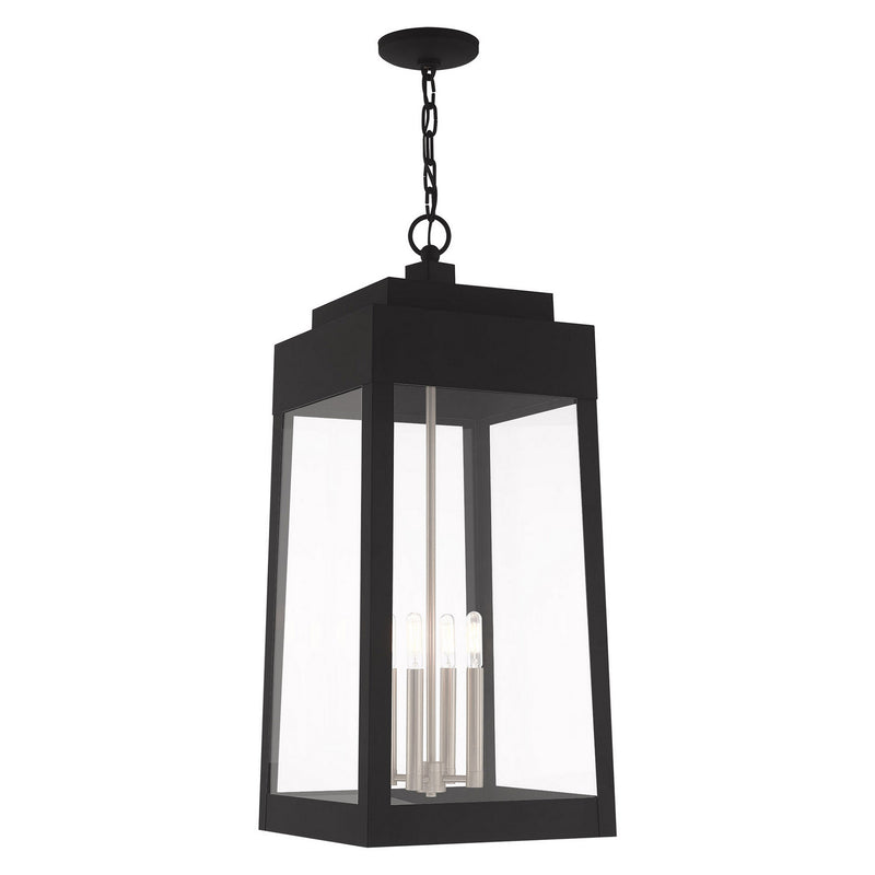 Livex Lighting - 20863-04 - Four Light Outdoor Pendant - Oslo - Black w/ Brushed Nickels