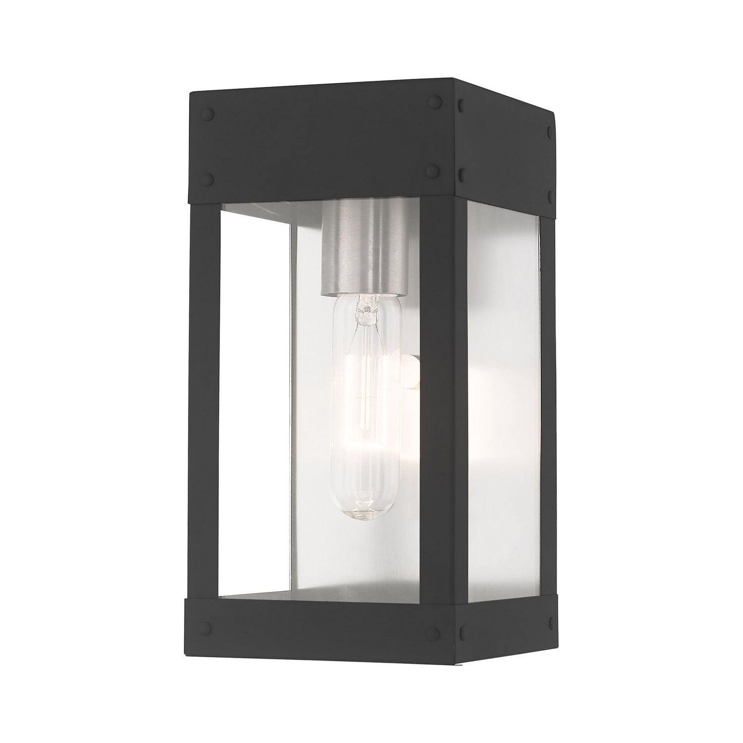 Livex Lighting - 20871-76 - One Light Outdoor Wall Lantern - Barrett - Scandinavian Gray w/ Brushed Nickel w/ Brushed Nickel Stainless Steel