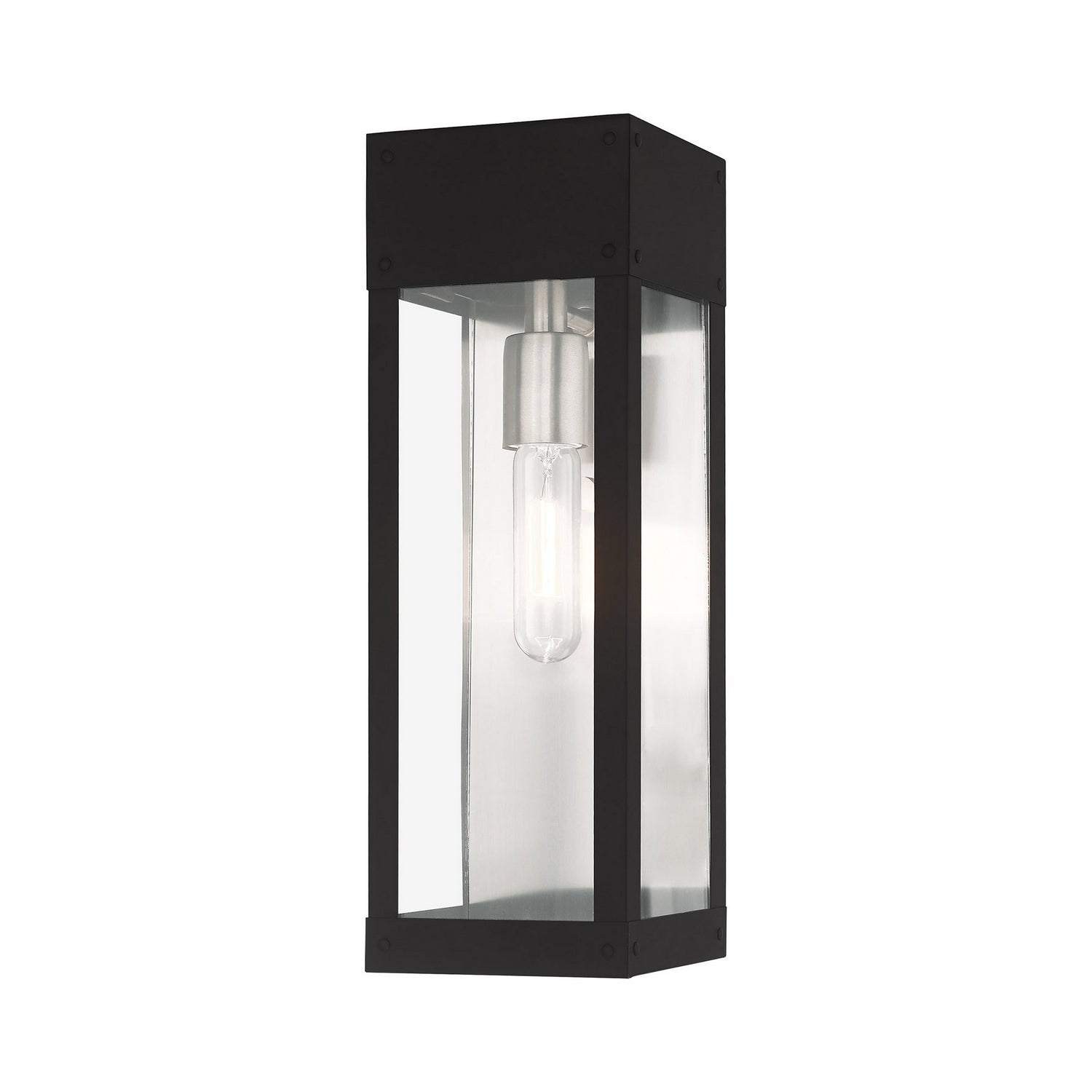 Livex Lighting - 20873-04 - One Light Outdoor Wall Lantern - Barrett - Black w/ Brushed Nickel w/ Brushed Nickel Stainless Steel