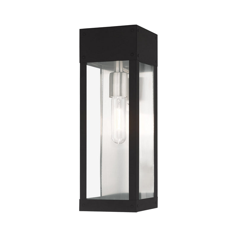 Livex Lighting - 20873-04 - One Light Outdoor Wall Lantern - Barrett - Black w/ Brushed Nickel w/ Brushed Nickel Stainless Steel