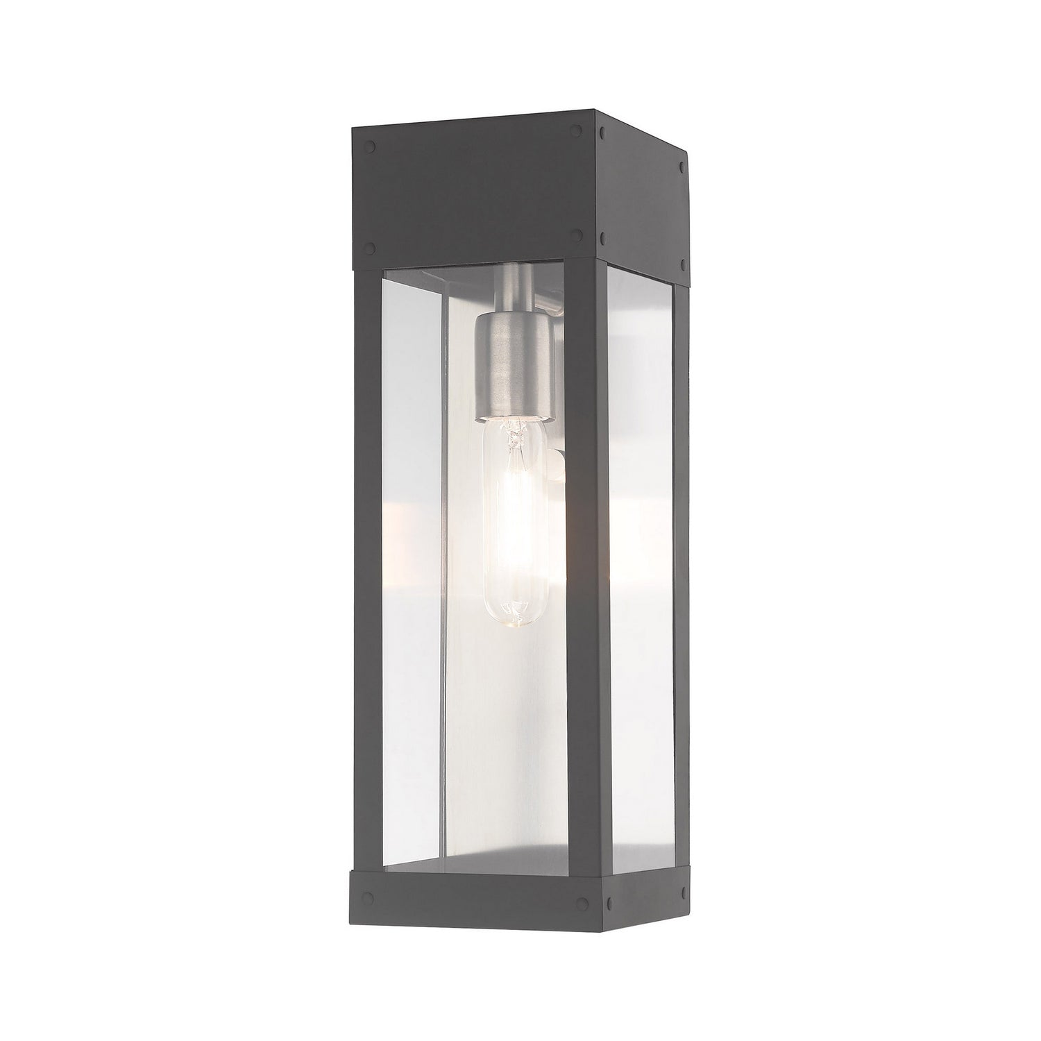 Livex Lighting - 20873-76 - One Light Outdoor Wall Lantern - Barrett - Scandinavian Gray w/ Brushed Nickel w/ Brushed Nickel Stainless Steel