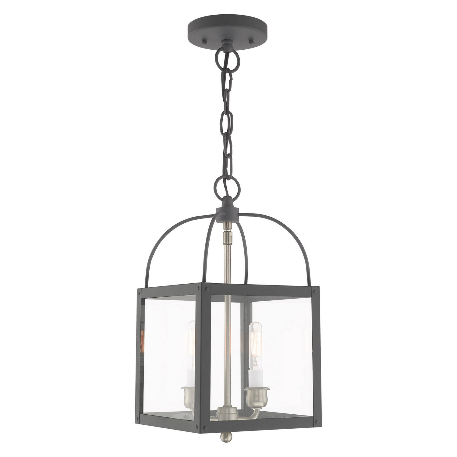 Livex Lighting - 4041-76 - Two Light Mini Pendant/Ceiling Mount - Milford - Scandinavian Gray w/ Brushed Nickel Cluster