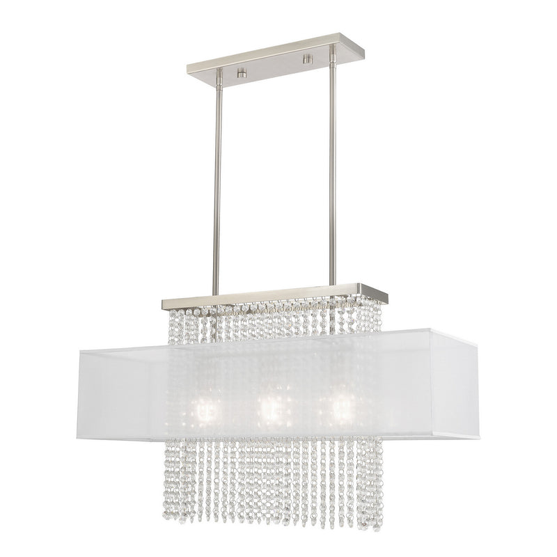 Livex Lighting - 41123-91 - Three Light Linear Chandelier - Bella Vista - Brushed Nickel