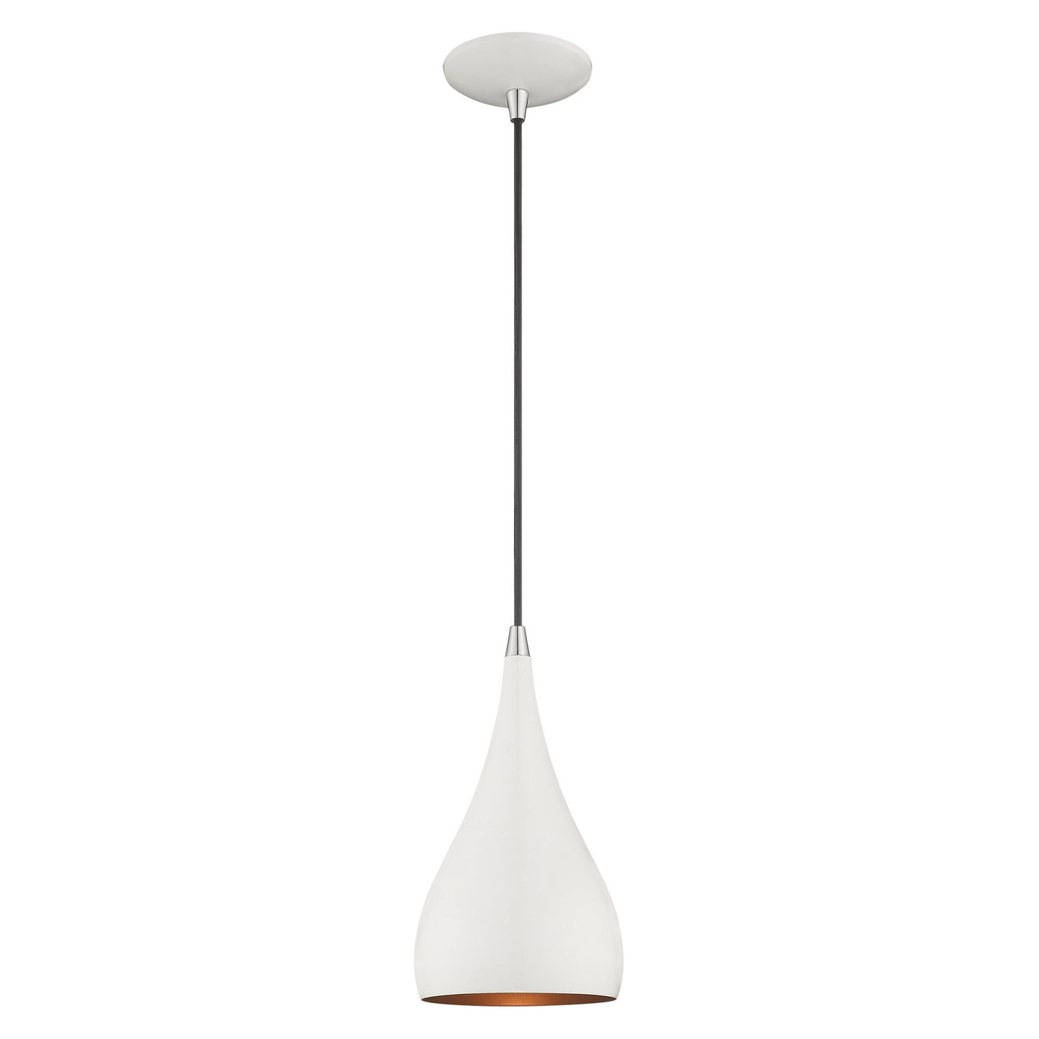 Livex Lighting - 41171-69 - One Light Mini Pendant - Amador - Shiny White w/ Polished Chromes