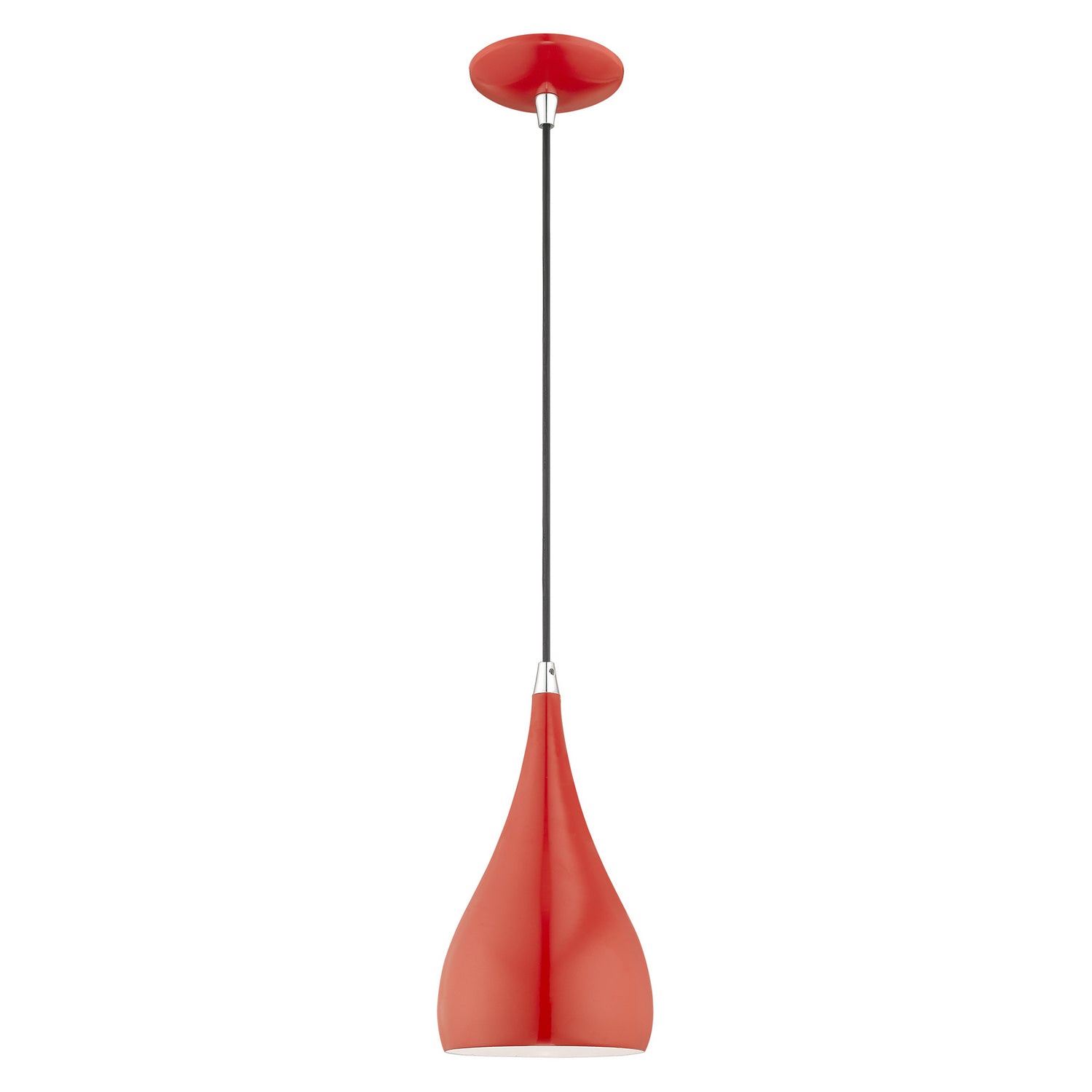 Livex Lighting - 41171-72 - One Light Mini Pendant - Amador - Shiny Red w/ Polished Chromes