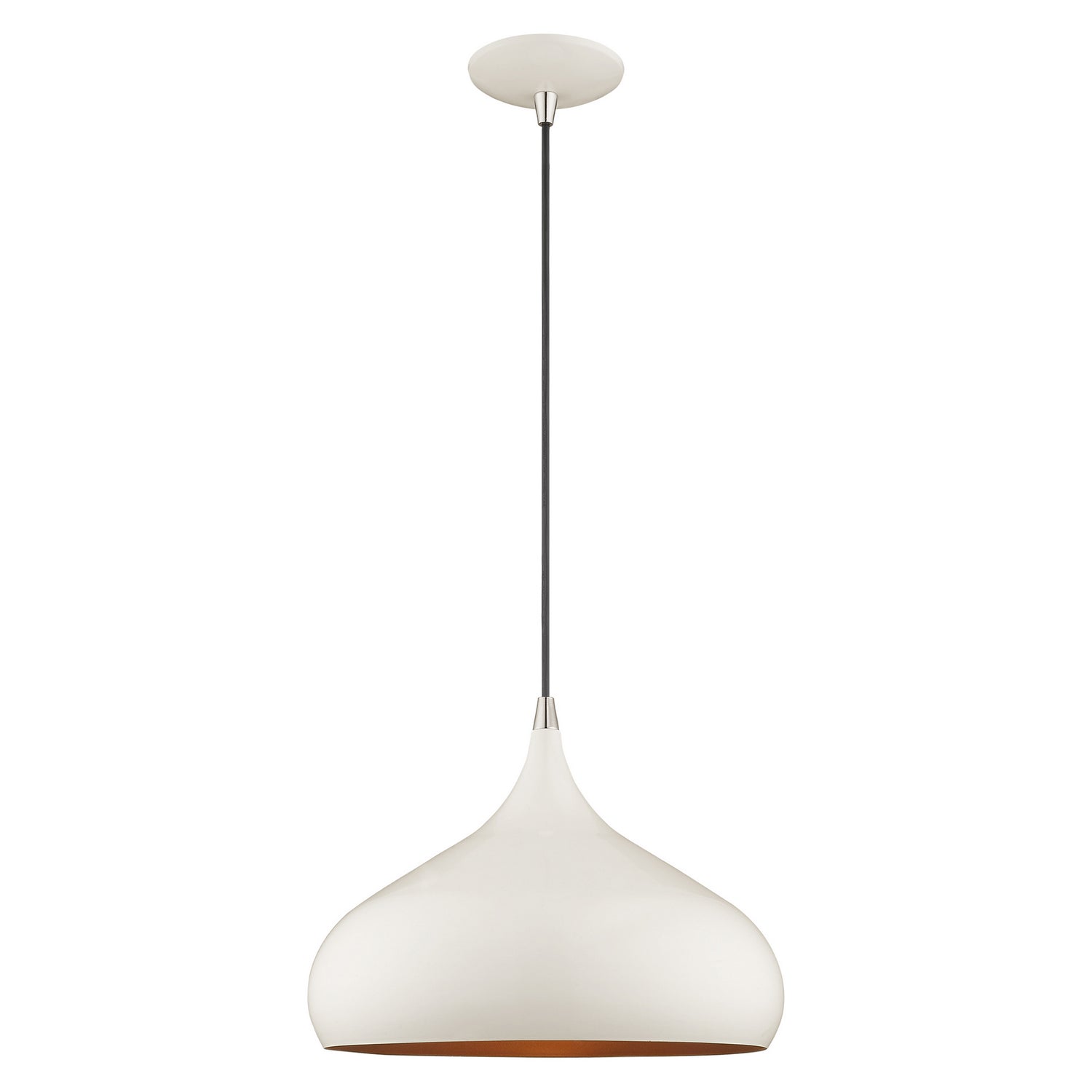 Livex Lighting - 41173-69 - One Light Mini Pendant - Amador - Shiny White w/ Polished Chromes