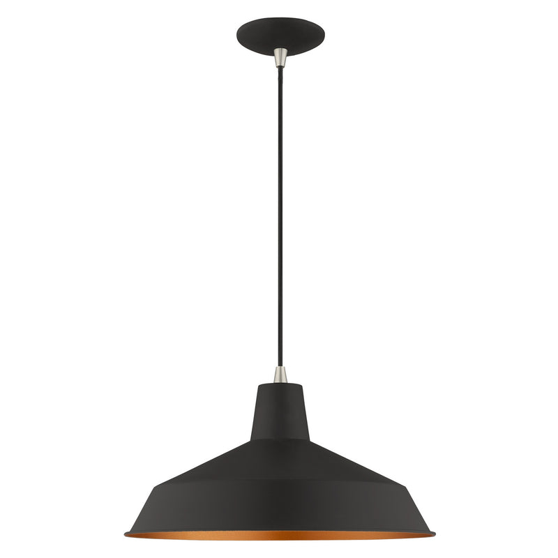 Livex Lighting - 41183-04 - One Light Mini Pendant - Metal Shade Mini Pendants - Black w/ Brushed Nickels