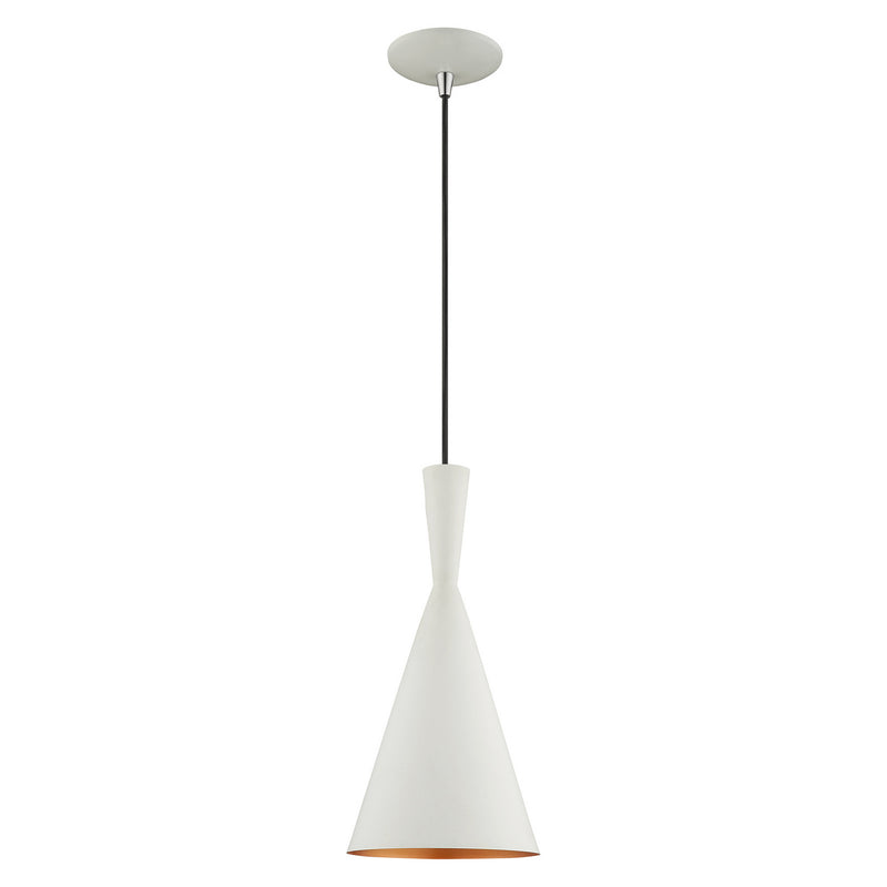 Livex Lighting - 41185-03 - One Light Mini Pendant - Waldorf - White w/ Brushed Nickels