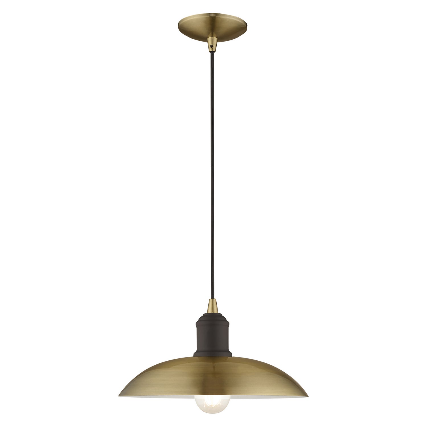 Livex Lighting - 41193-01 - One Light Mini Pendant - Metal Shade Mini Pendants - Antique Brass w/ Bronze