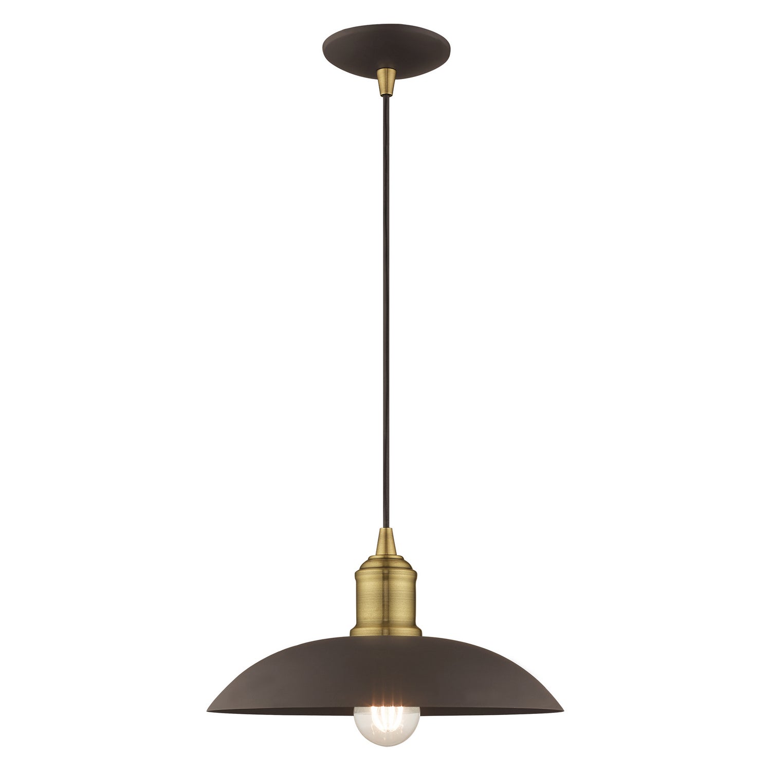 Livex Lighting - 41193-07 - One Light Mini Pendant - Metal Shade Mini Pendants - Bronze w/ Antique Brasss