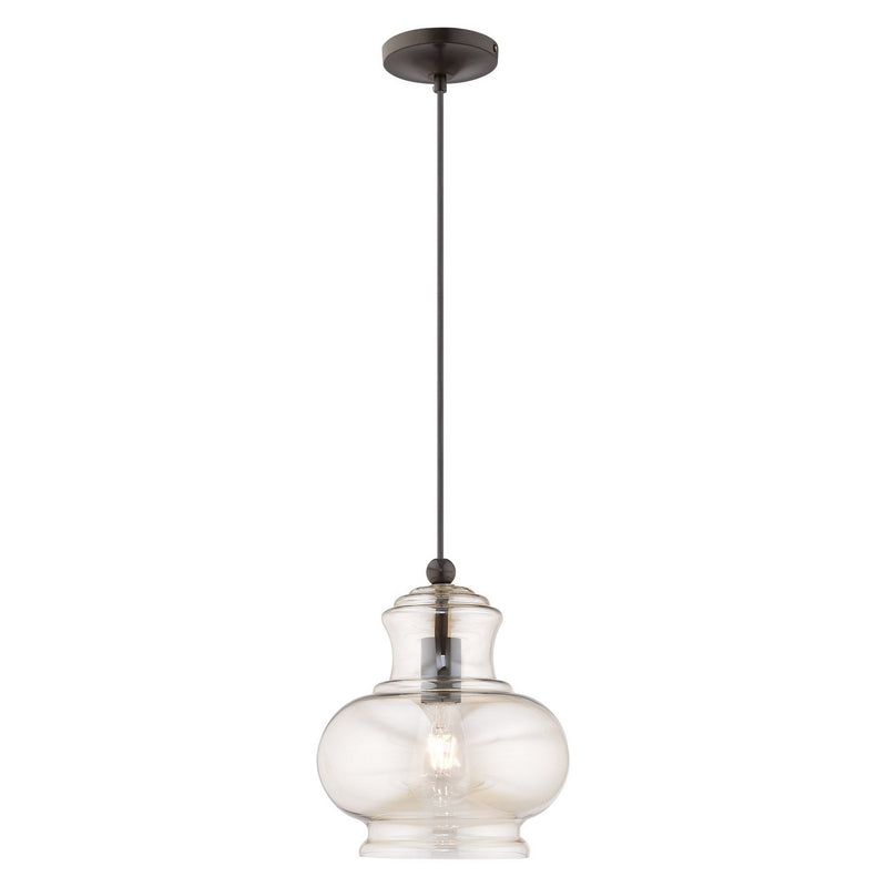 Livex Lighting - 41222-92 - One Light Mini Pendant - Hand Blown Art Glass Mini Pendants - English Bronze