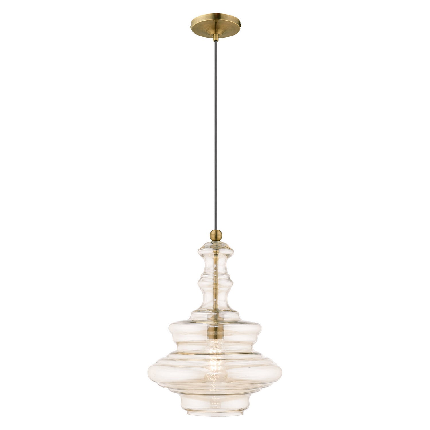 Livex Lighting - 41224-01 - One Light Mini Pendant - Hand Blown Art Glass Mini Pendants - Antique Brass