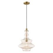 Livex Lighting - 41224-01 - One Light Mini Pendant - Hand Blown Art Glass Mini Pendants - Antique Brass